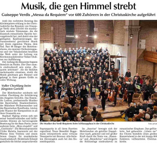 Landshuter Zeitung Presseecho zu Verdis "Messa da Requiem" in der Christuskirche